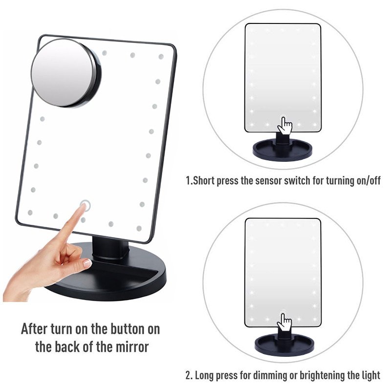 OSHIONER Dimmable LED Make Up Mirror 16/22 Light Bulbs Illuminated Vanity Cosmetic Beauty Mirror with 10x Magnifying Mirror - Image 3