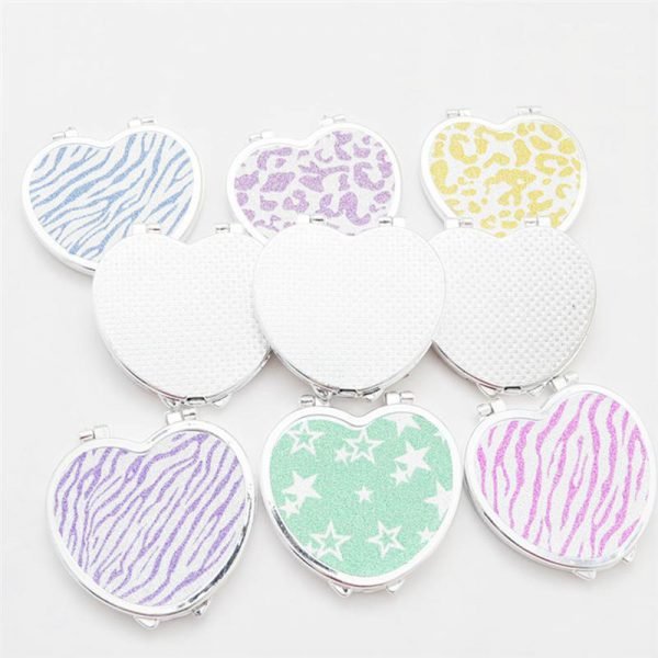 Pocket Mirror Portable Heart Shaped Folding Double-sided Mirror Steel Makeup Mirrors Small Purse Mirror for Women Girls Ladies - Image 4