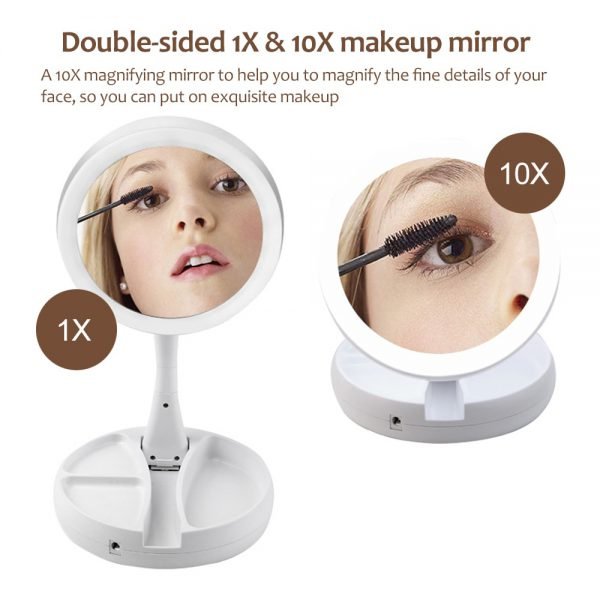 Portable LED Lighted Makeup Mirror Vanity Compact Make Up Pocket mirrors Vanity Cosmetic hand Mirror 10X Magnifying Glasses New - Image 3