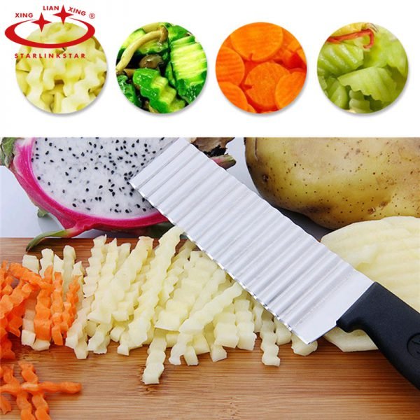 Potato French Fry Cutter Stainless Steel Kitchen Accessories Serrated Blade Easy Slicing Banana Fruits Potato Wave Knife Chopper - Image 2