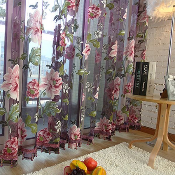 Purple Tulle for Windows Luxury Sheer Curtain for Kitchen Living Room The Bedroom Design Window Treatments Panel Draperies