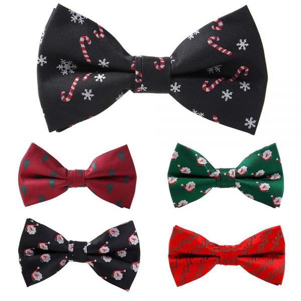 RBOCOTT Christmas Bow Tie Men's Fashion Black Bowtie Red For Festival Green Tree Santa Claus Snowflake Bow Ties For Accessories