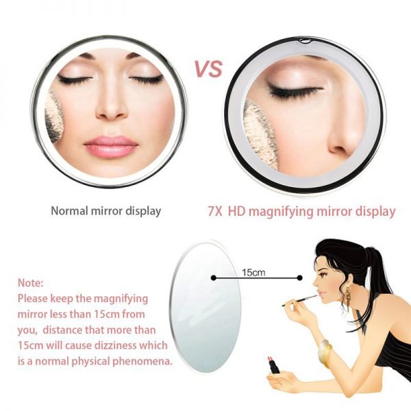 RUIMIO 7X Magnifying Makeup Mirror Cosmetic LED Locking Suction Cup Bright Diffused Light 360 Degree Rotating Cosmetic Makeup - Image 5