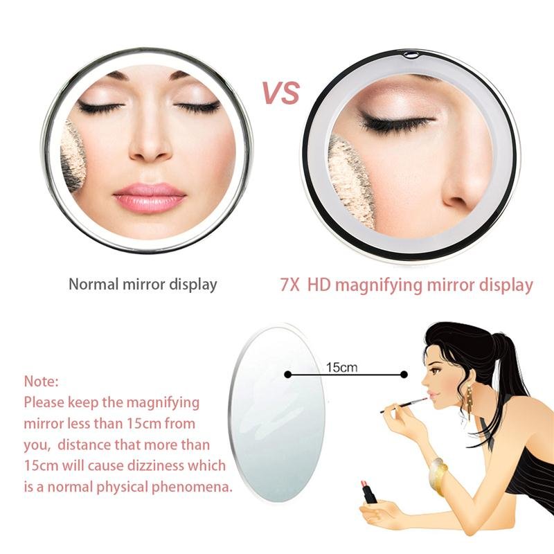RUIMIO 7X Magnifying Makeup Mirror Cosmetic LED Locking Suction Cup Bright Diffused Light 360 Degree Rotating Cosmetic Makeup - Image 5
