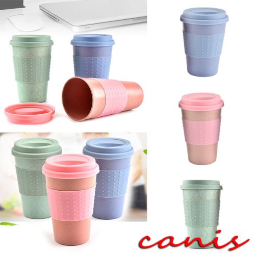 Reusable biodegradable Wheat Straw Ecoffee Cups Eco Friendly Travel Coffee Mugs 8oz 12oz 14oz - Image 2