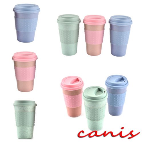 Reusable biodegradable Wheat Straw Ecoffee Cups Eco Friendly Travel Coffee Mugs 8oz 12oz 14oz