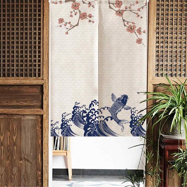 Romantic Blossom Cherry Tapestry Kitchen Curtains Japanese Noren Doorway Curtain 85X150cm Home Decorative Door Curtain