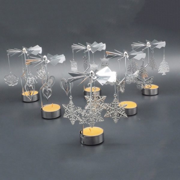 Romantic Rotary Spinning Candlestick Tealight Candle Holder Metal Tea Light Holders Carousel Home Party Decor Gift C42