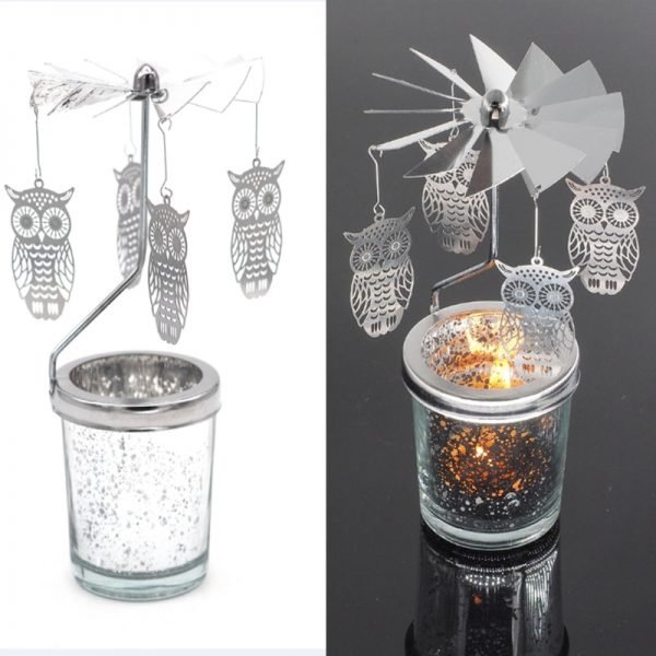 Romantic Rotary Spinning Tealight Candle Metal Tea Light Holder Carousel Home Decoration - Image 2