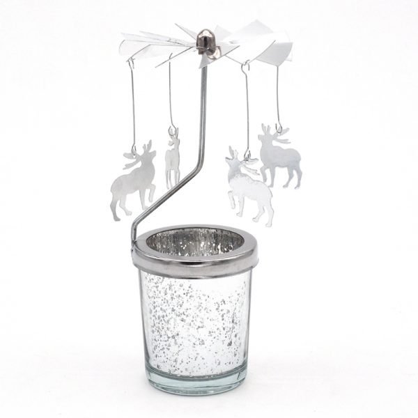 Romantic Rotary Spinning Tealight Candle Metal Tea Light Holder Carousel Home Decoration - Image 5