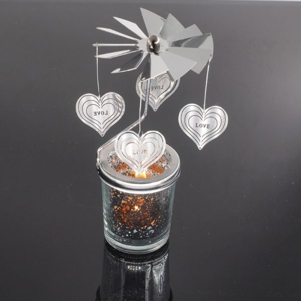 Romantic Rotary Spinning Tealight Candle Metal Tea Light Holder Carousel Home Decoration - Image 6