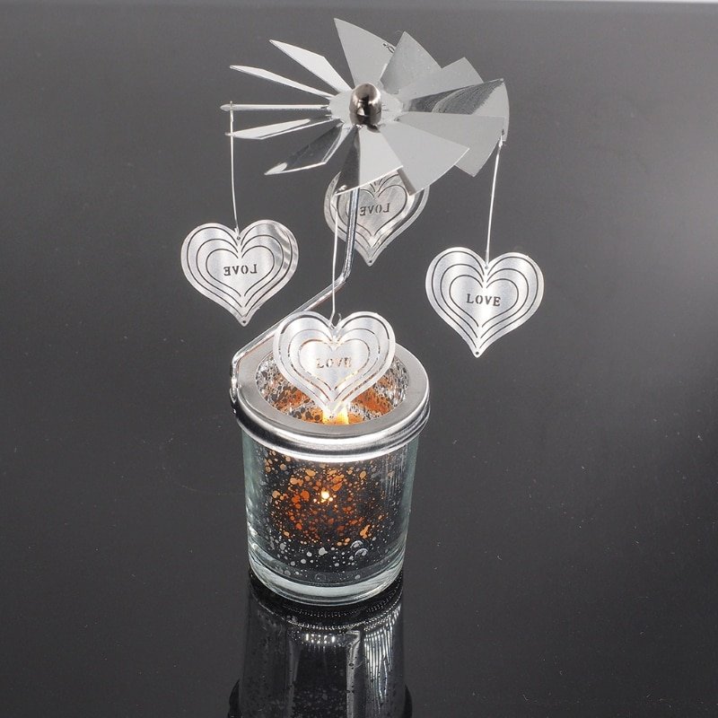 Romantic Rotary Spinning Tealight Candle Metal Tea Light Holder Carousel Home Decoration - Image 6