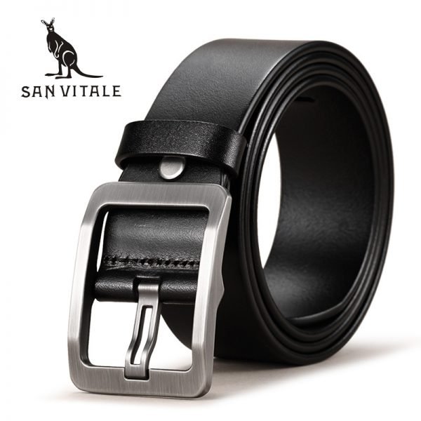 SAN VITALE 100% Cowhide Genuine Leather Belts for Men Brand Strap Male Pin Buckle Fancy Vintage Cowboy Jeans Cintos Freeshipping