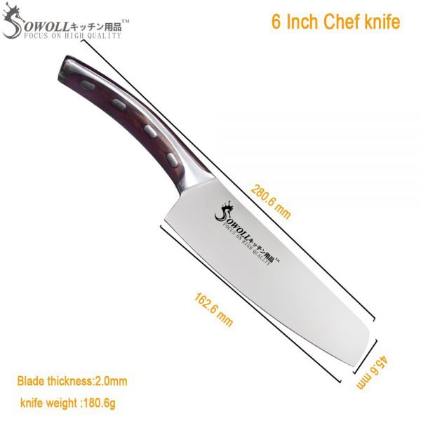 SOWOLL Brand 4cr14mov Stainless Steel Blade Single 6" Chef Knife Resin Fibre Handle Kitchen Knife Unique Design Cooking Tools - Image 6