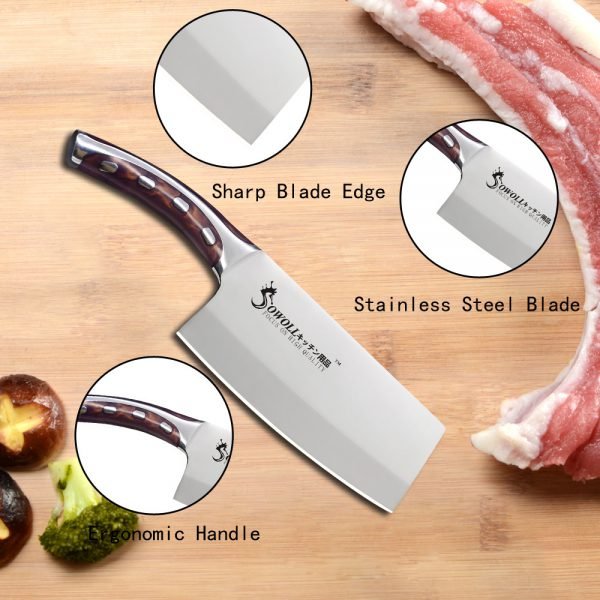 SOWOLL Brand 4cr14mov Stainless Steel Kitchen Knives 7 inch Chopping Kitchen Knife Resin Fibre Handle Cleaver Cooking Accessorie - Image 3