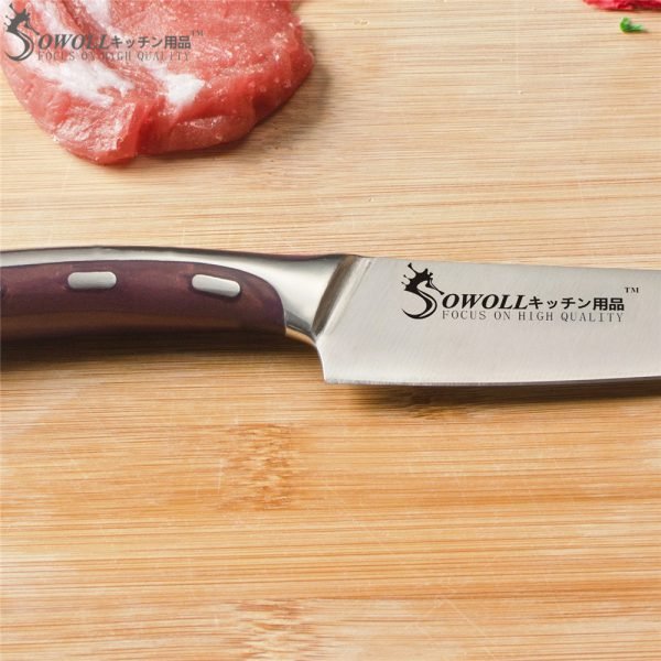 SOWOLL Brand Very Sharp And Durable 4cr14mov Stainless Steel Kitchen Knife 5 inch Utility Resin Fibre Handle Knife Cutter Tools - Image 4