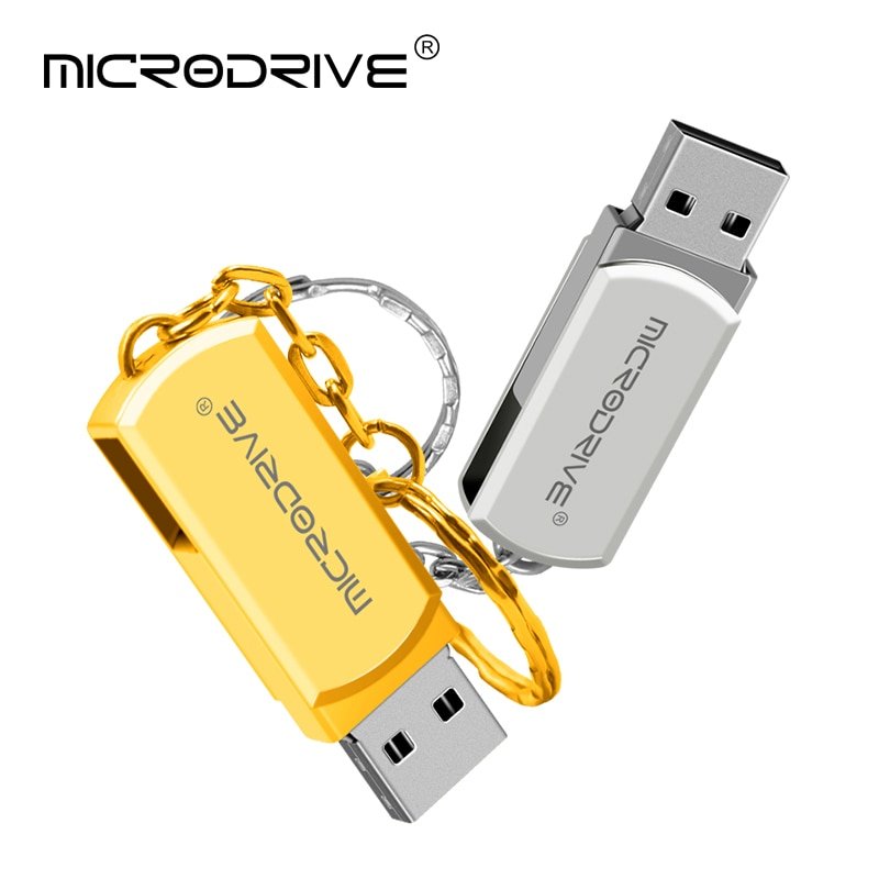 Silver/Gold Pendrive Metal Key Chain USB Flash Drive 64GB 32GB 16GB 8GB Pen Drive High Speed USB Stick Real Capacity USB Flash - Image 2