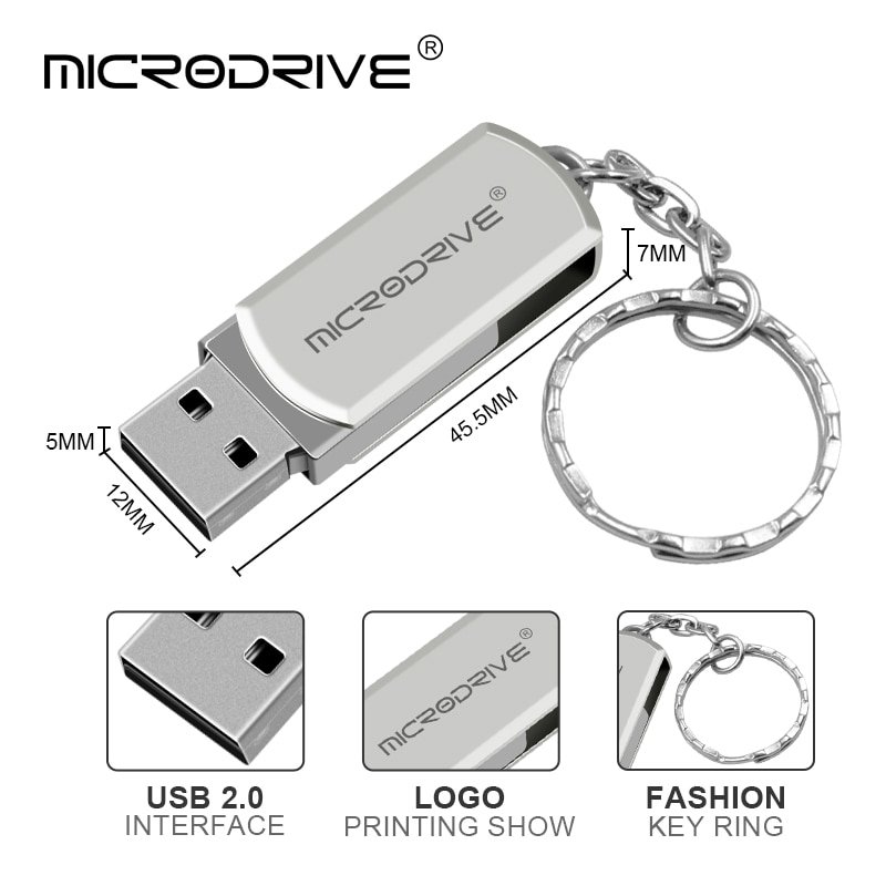 Silver/Gold Pendrive Metal Key Chain USB Flash Drive 64GB 32GB 16GB 8GB Pen Drive High Speed USB Stick Real Capacity USB Flash - Image 3