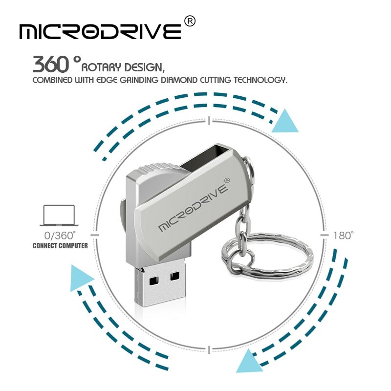 Silver/Gold Pendrive Metal Key Chain USB Flash Drive 64GB 32GB 16GB 8GB Pen Drive High Speed USB Stick Real Capacity USB Flash - Image 4