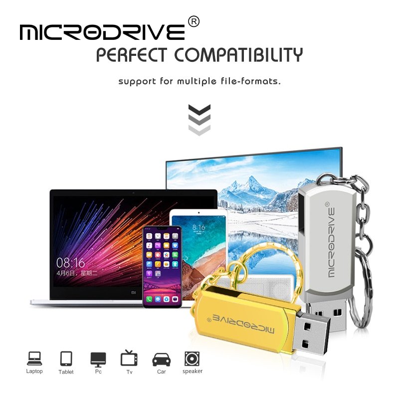 Silver/Gold Pendrive Metal Key Chain USB Flash Drive 64GB 32GB 16GB 8GB Pen Drive High Speed USB Stick Real Capacity USB Flash - Image 6