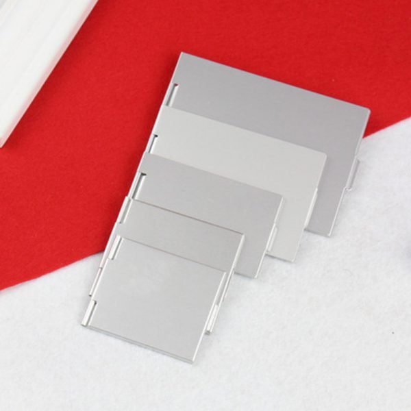 Silver Ultra-thin Foldable Makeup Mirror 1PC Rectangle Aluminium Alloy Cover Unbreakable Pocket Cosmetic Mirror 4 Sizes - Image 2