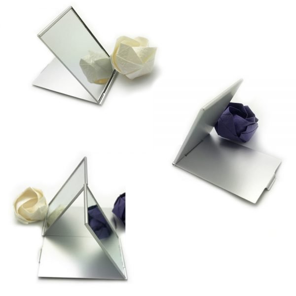 Silver Ultra-thin Foldable Makeup Mirror 1PC Rectangle Aluminium Alloy Cover Unbreakable Pocket Cosmetic Mirror 4 Sizes - Image 4