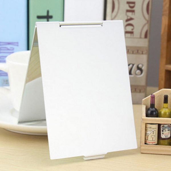 Silver Ultra-thin Foldable Makeup Mirror 1PC Rectangle Aluminium Alloy Cover Unbreakable Pocket Cosmetic Mirror 4 Sizes - Image 5