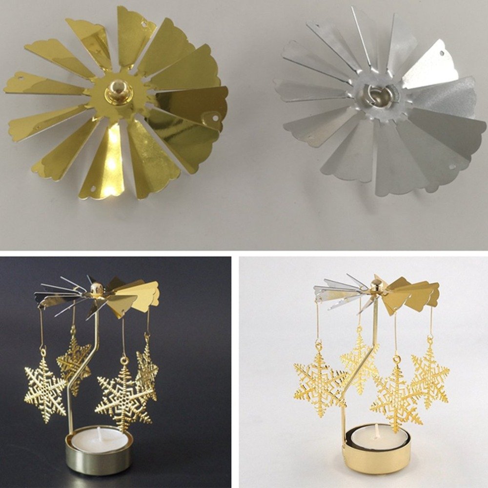 Snowflake Fluttering Shape Romantic Rotation Candlestick Candle Holders Table Desk Decor Holiday Navidad Christmas Gift for Home - Image 2