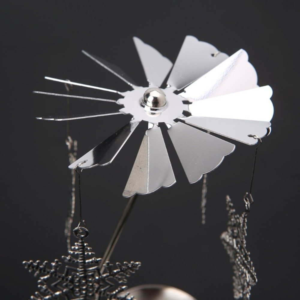 Snowflake Fluttering Shape Romantic Rotation Candlestick Candle Holders Table Desk Decor Holiday Navidad Christmas Gift for Home - Image 4