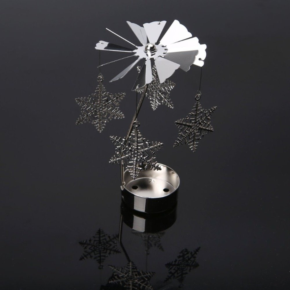 Snowflake Fluttering Shape Romantic Rotation Candlestick Candle Holders Table Desk Decor Holiday Navidad Christmas Gift for Home - Image 5