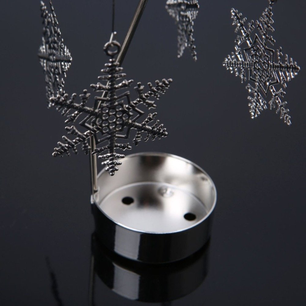 Snowflake Fluttering Shape Romantic Rotation Candlestick Candle Holders Table Desk Decor Holiday Navidad Christmas Gift for Home - Image 6