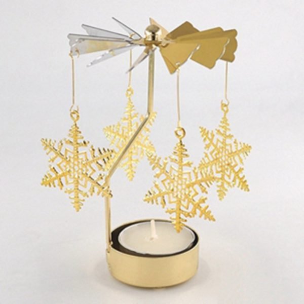 Snowflake Fluttering Shape Romantic Rotation Candlestick Candle Holders Table Desk Decor Holiday Navidad Christmas Gift for Home