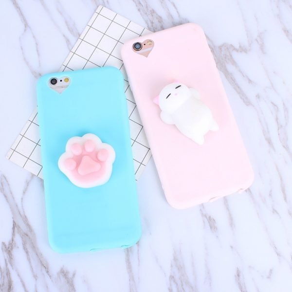 Squishy Cat Soft Phone Case for iPhone 5s SE 6 6s Cute Case for iPhone 8 7 6s 8 plus 3D Doll Phone Accessories Capa NEW - Image 3