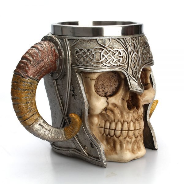 Stainless Steel Skull Mug Viking Ram Horned Pit Lord Warrior Beer Stein Tankard Coffee Mug Tea Cup Halloween Bar Drinkware Gift - Image 3