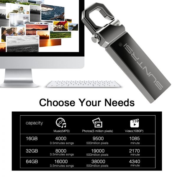 Suntrsi USB Flash Drive 64GB Metal Pendrive High Speed USB Stick 32GB Pen Drive Real Capacity 16GB USB Flash Free Shipping - Image 5