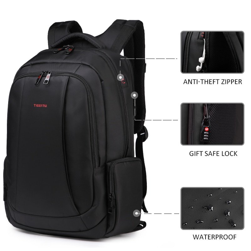 Tigernu Anti Theft Nylon 27L Men 15.6 inch Laptop Backpacks School Fashion Travel Male Mochilas Feminina Casual Women Schoolbag - Image 4
