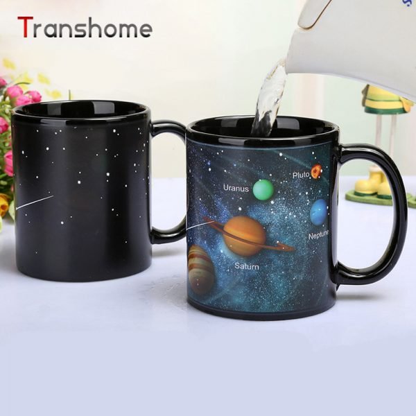 Transhome Creative Color Changing Mug Porcelain Mug Ceramic Solar Magic Coffee Cup Travel Coffee Mugs Portable Tea Cup 380ml - Image 3