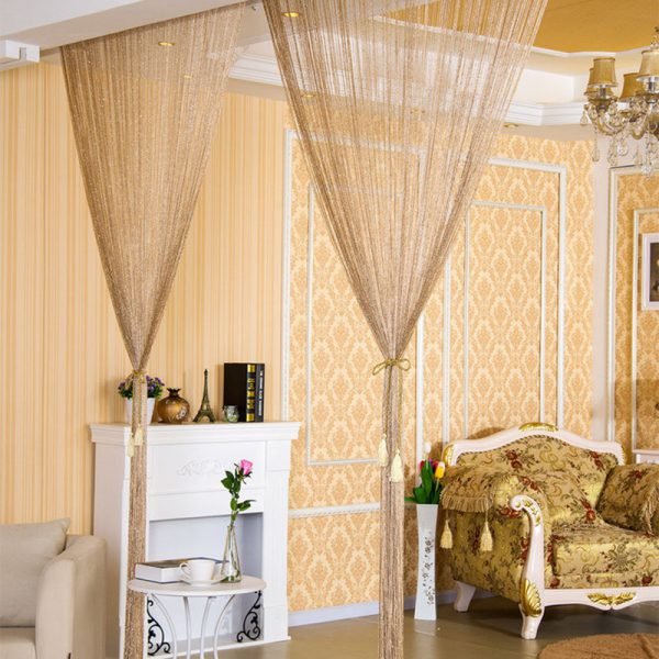 Urijk New Hot Silver Leather Line String Curtains Door Window Panel Curtain Divider Yarn String Curtain Strip Tassel Home Decor - Image 2