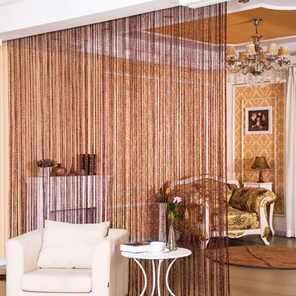 Urijk New Hot Silver Leather Line String Curtains Door Window Panel Curtain Divider Yarn String Curtain Strip Tassel Home Decor