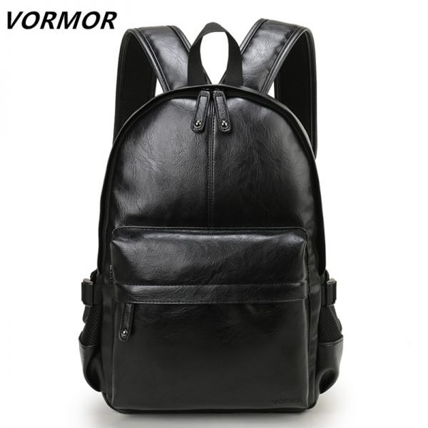 VORMOR Brand Men Backpack Leather School Backpack Bag Fashion Waterproof Travel Bag Casual Leather Book bag Male - Image 2