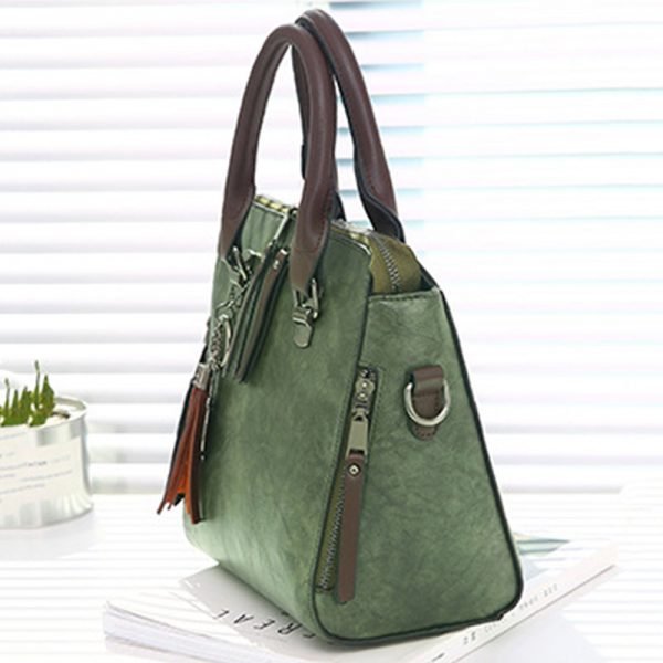 Vintage PU Leather Ladies HandBags Women Messenger Bags TotesTassel Designer Crossbody Shoulder Bag Boston Hand Bags Hot Sale - Image 2