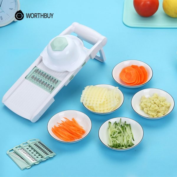 WORTHBUY Mandoline Vegetable Cutter With 5 Stainless Steel Blade Vegetable Slicer Potato Carrot Grater Kitchen Accessories