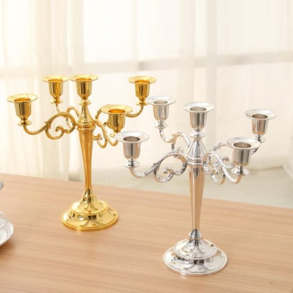 Wholesale Silver/Gold/Black/Bronze Metal Candle Holder 5-arms/3-arms Candle Stand Wedding Candlestick Candelabra Drop Shipping