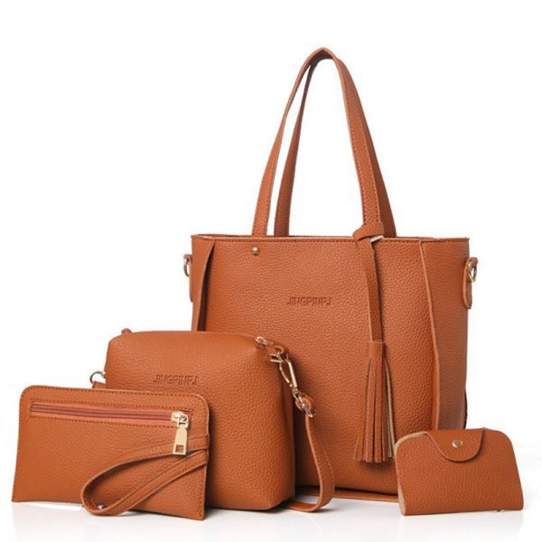 Women Bag Set Top-Handle Big Capacity Female Tassel Handbag Fashion Shoulder Bag Purse Ladies PU Leather Crossbody Bag - Image 3