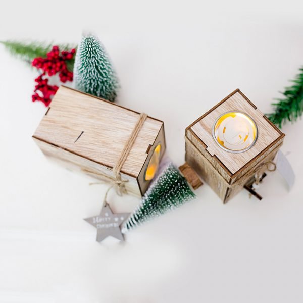 Wood Candlestick Candle Holder Christmas Decorative Lanterns With Hanging Star Christmas Tree Decoration Wedding Home Decor Gift