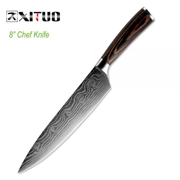 XITUO 5PCS Messenset Pakka Kitchen Knives Japanese Damascus Steel Pattern Chef Knife Santoku Paring Santoku Slicing Utility Tool - Image 2