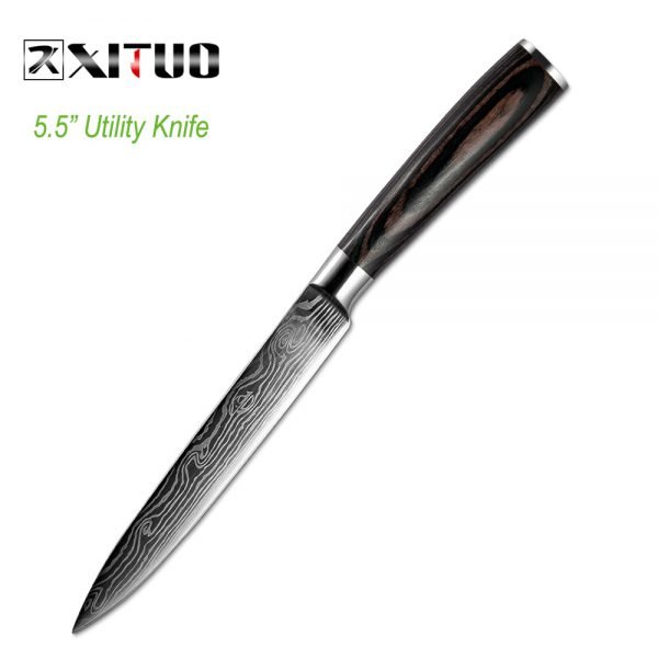 XITUO 5PCS Messenset Pakka Kitchen Knives Japanese Damascus Steel Pattern Chef Knife Santoku Paring Santoku Slicing Utility Tool - Image 5
