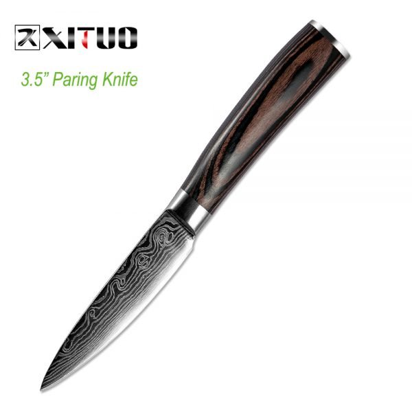 XITUO 5PCS Messenset Pakka Kitchen Knives Japanese Damascus Steel Pattern Chef Knife Santoku Paring Santoku Slicing Utility Tool - Image 6