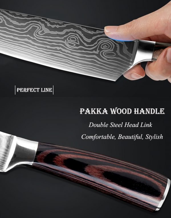 XITUO Kitchen Knives Damascus Veins Stainless Steel Knives Color Wood Handle Paring Utility Santoku Slicing Chef Cooking Knife - Image 6
