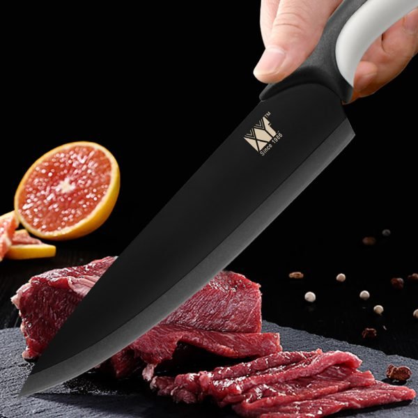 XYj Kitchen Cooking Stainless Steel Knives Tools Black Blade Paring Utility Santoku Chef Slicing Bread Kitchen Accessories Tools - Image 2